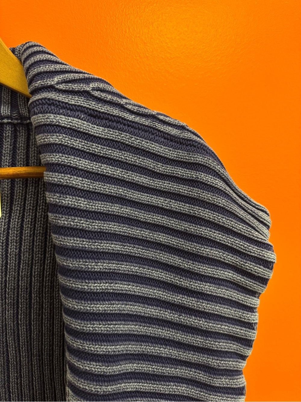 Free People Navy Striped Ribbed Crewneck Cardigan - Picture 2 of 5